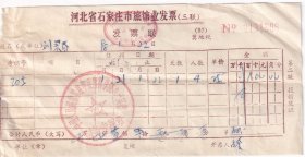 1998年河北省石家庄市旅馆业发票, 指挥院八一宾馆住宿发票908