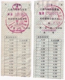 新中国汽车票---1991年天津市公路汽车补充客票(2张蓝色)500