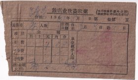 旅店业专题---1960年哈尔滨市道外区旅店宿费收据81-1