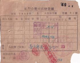 食品专题----1956年黑龙江林口县山东煎饼铺,发货票91