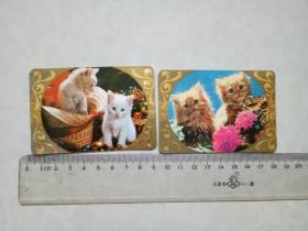 1986年历卡片 猫 2张合售
