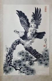 《书画真迹》黑龙江著名画家蒋维中《蒋维中 画鹰。（大尺寸）》画心56.4×86cm(约)。日本回流，保真