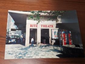 香港九十年代丽斯戏院电影院街景彩色老照片一张