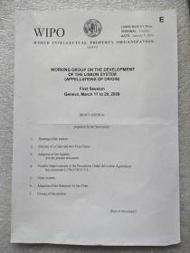 外国会议邀请函  邀请人：wipo总干事 francis  会议名称: 里斯本体系进展问题工作组会议第一届会议 2页16开  2009.