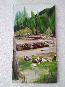 丁一林  手绘纸本油画风景