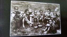 罕见清朝儿童们吃饭照片版明信片！清代清末收藏品