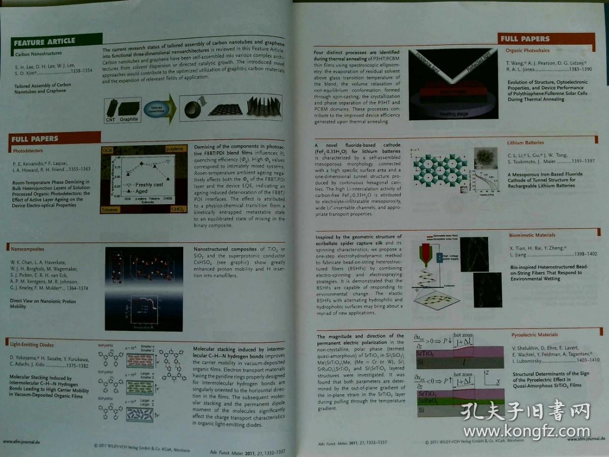 Advanced Functional Materials 2012/04/22 先进功能材料学术期刊  VOL.21 NO.8