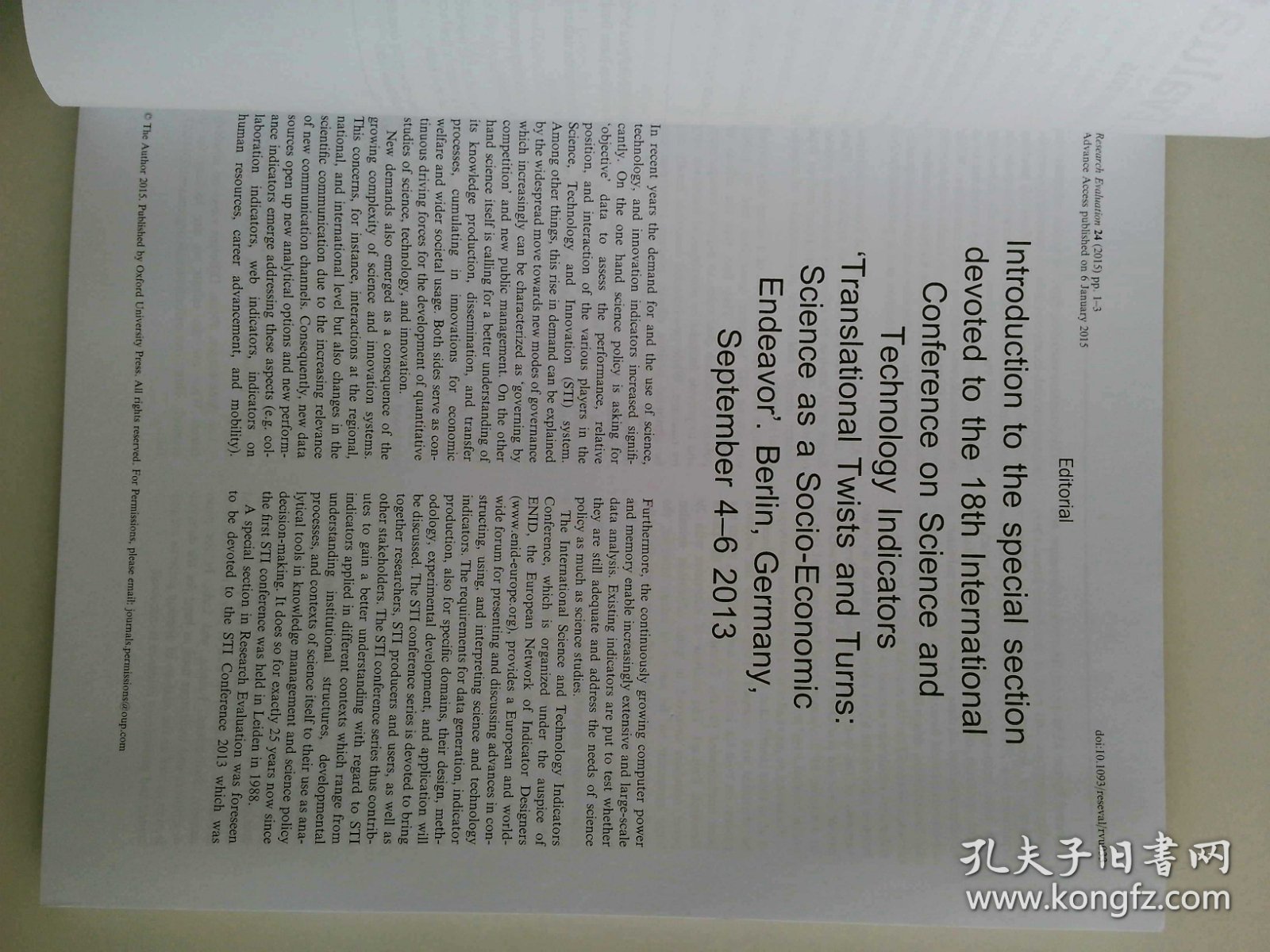 Research evaluation (Journal) 01/2015 原版外文学术期刊论文