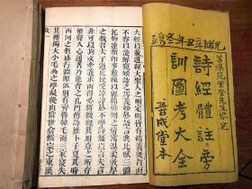 清 刻本《诗经体注旁训图考大全》四册全 善成堂本 光绪辛丑年冬镌 苕溪范紫登先生参订 诗经旁训体注 诗经嫏嬛体注大全诗经融注大全体要诗传诗经体注旁训图考大全诗经旁注版画多