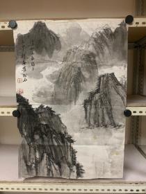 030  国画作品  崔松石  水墨山水一幅    65厘米X45厘米