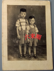 【民国老照片】民国，广州一德路，广州新雪明照相馆，两男孩子