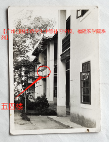 老照片：“五四楼”，有背题。【广州归国华侨学生中等补习学校、福建农学院系列】