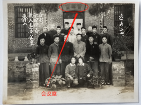 【老照片】河南平顶山市——鲁山县人委会，1961年“会议室”门前，办公室全体同志合影