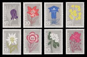 罗马尼亚1957年喀尔巴阡山花卉新全 邮票