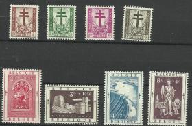 比利时1952年防痨附捐邮票新全 雕刻版 贴票
