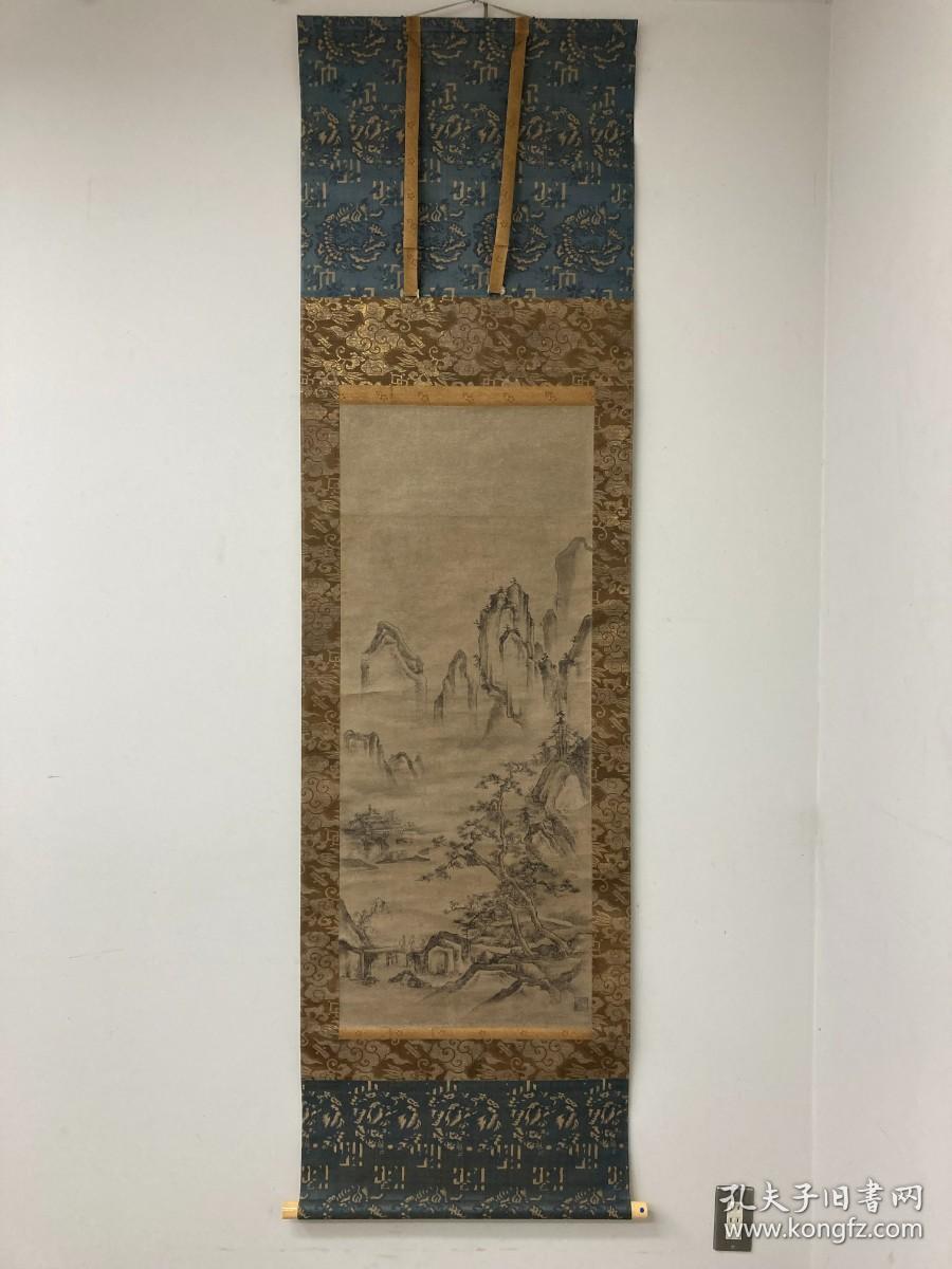 元末明初日本山水画宗师天章周文山水画轴，绝品震撼！