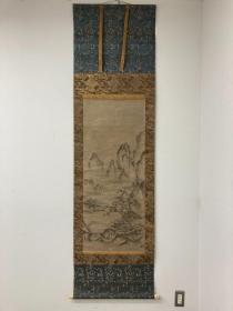 元末明初日本山水画宗师天章周文山水画轴，绝品震撼！