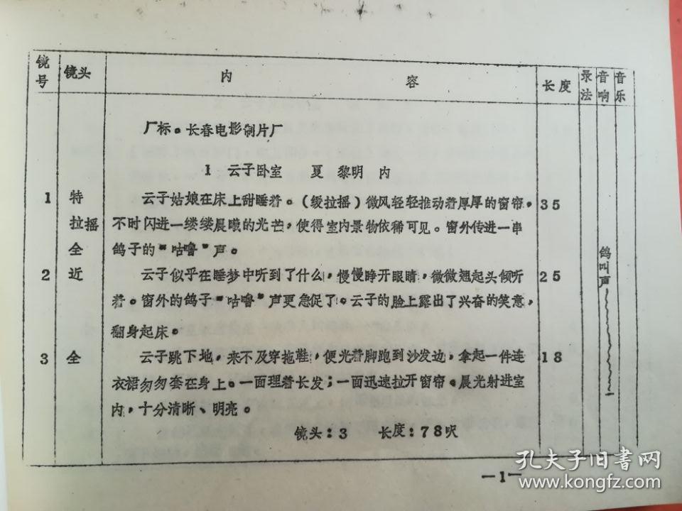 电影分镜头剧本 请把信留下