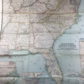 现货  national geographic 美国国家地理地图1947年2月美国东南部 Southeastern US