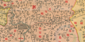 【提供资料信息服务】民国二十三年（1934年）《汝南县详图》（原图高清复制），民国驻马店汝南老地图，全图开幅巨大90X115CM，年代准确，由两幅图拼接而成，全图分区明确，图例丰富，十分规整，请看图片。汝南县地理地名历史变迁重要史料。博物馆级地图史料。裱框后，风貌佳。