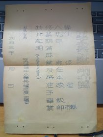 空白句容城中小学 1953年油印毕业证明书 一批 15枚 大