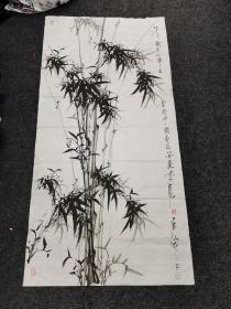 台湾已故著名画家贾志宏号石人8平尺竹子保真