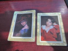 伦勃朗夫人、红衣孩子 1980年历片 两张 实物拍照 6号册