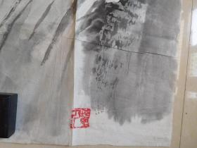 黄冑 宣纸国画110X59厘米 威震山河 品如图 边上有几条撕裂口