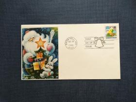 《外国集邮品收藏保真：美国1986年圣诞节新年好邮票首日封  商品如图》澜2310-27
