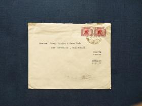 《伊拉克1947年石狮子邮票实寄封  品相如图》澜23010-1