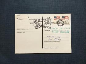 《外国集邮品收藏保真：美国1988年国旗旗帜邮票实寄明信片 加盖圣诞节邮戳 商品如图》澜2310-27