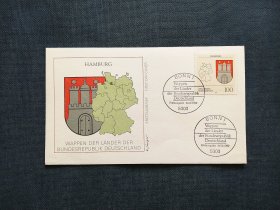 《外国集邮品收藏： 德国1992年 徽章 地图 城徽邮票首日封 商品如图》澜2402-19