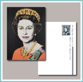 【英国伊丽莎白女皇女王纪念明信片 美国波普插画 双面彩色印刷 1张】