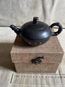 建水紫陶  茶壶  填彩手工茶壶  完好