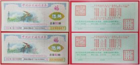 中国社会福利奖券：伍角1993年总第93期（2枚组）