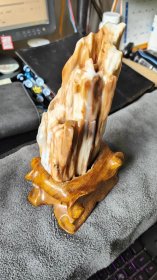 纯天然缅甸树化玉摆件22/10Cm。品相如图包真很有收藏价值。