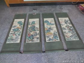 412号山水画四条屏140x41cm，品相如图