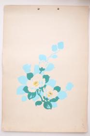 花卉主题的（一组蓝色花朵） 桌布/墙纸的 设计原稿
