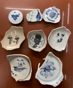 明,一组瓷片标本瓷片青花瓷