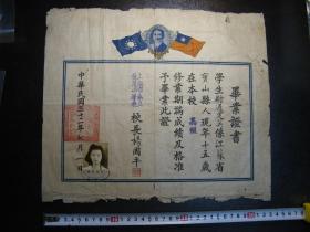 民国三十二年（1943年）上海市私立恒茂小学毕业证书