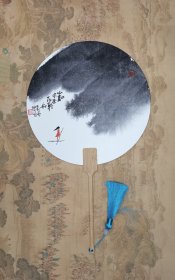 扇面 宫扇 水墨漫画《等风来》中国画