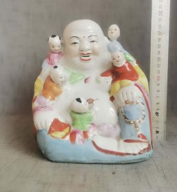 民国粉彩五子登科弥勒佛