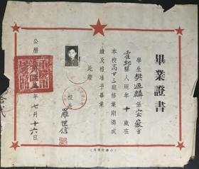 重庆市第六区黄桷树小学毕业证书