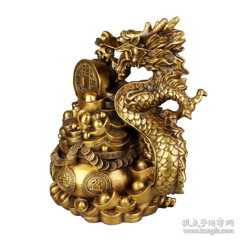 点击查看原图 铜龙摆件 纯铜 聚宝盆龙工艺品书房客厅办公室件