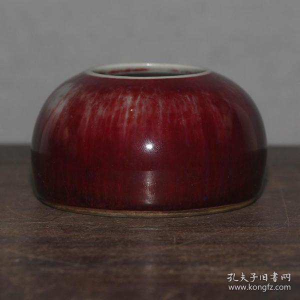 景德镇手工胎霁红窑变水洗内施釉底部开片高温陶瓷中式摆件