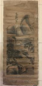 清代原装老裱山水立轴、落款印章不识、画心尺寸105x44.5cm