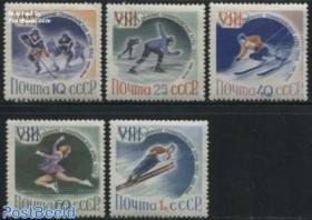 集邮品保真【苏联邮票1960年2396第八届冬季奥运会邮票5全】