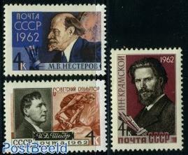 【苏联邮票1962年2716俄罗斯画家和文学家3全克拉姆斯科依等】