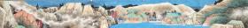 省美协会员 李HUA 志《春和景明》手绘大幅横幅青绿山水原稿真迹425*50cm支持合影视频