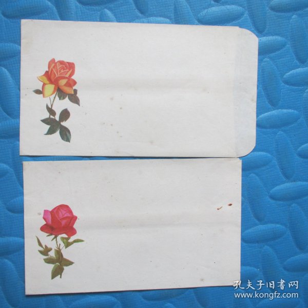 八十年代老信封（封面 月季）：北京人民印刷厂（两枚合售）